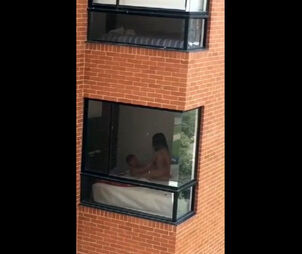 Spycam hump flick filmed thru dormitory balcony window