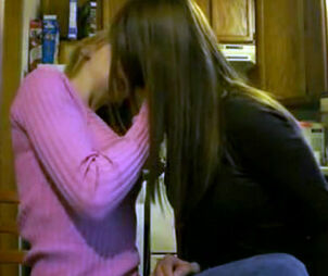 Smooching unexperienced all girl gals in homemade pinch