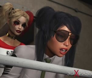 Steaming hook-up in jail! Harley Quinn pokes a lady jail
