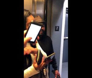 Ebony duo drills in elevator and caught